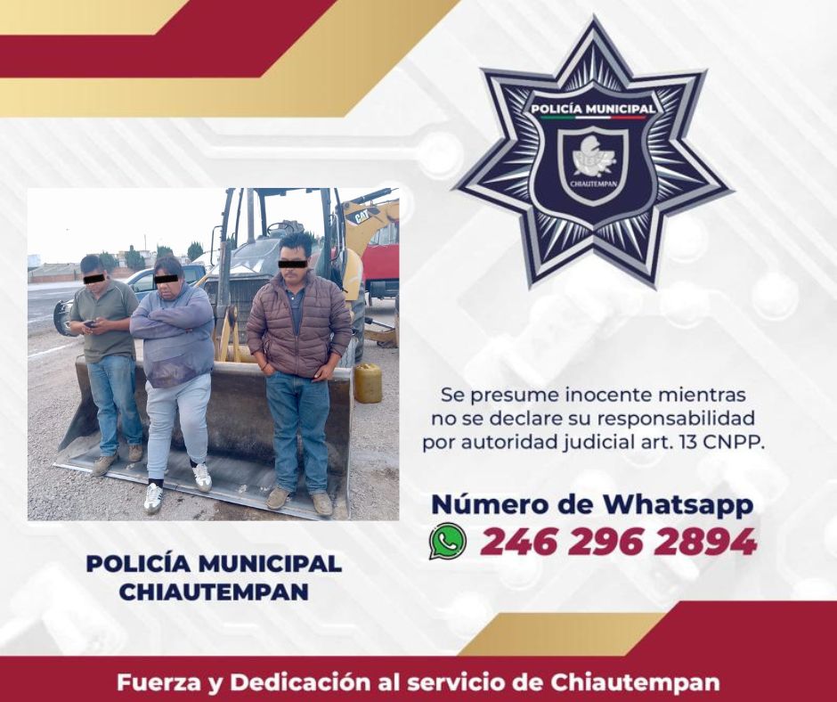 Detiene Policía de Chiautempan a tres sujetos por robo en flagrancia